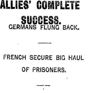 ALLIES' COMPLETE SUCCESS. (Taranaki Daily News 5-8-1918)