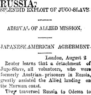 RUSSIA. (Taranaki Daily News 5-8-1918)