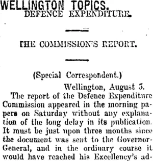 WELLINGTON TOPICS. (Taranaki Daily News 8-8-1918)