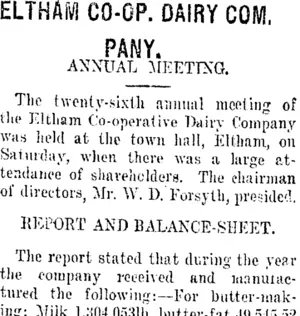ELTHAM CO-OP. DAIRY COMPANY. (Taranaki Daily News 19-8-1918)