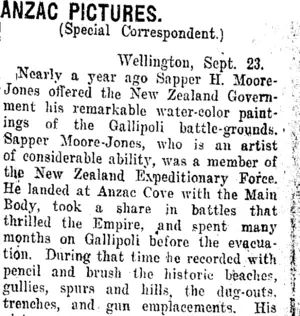 ANZAC PICTURES. (Taranaki Daily News 25-9-1918)
