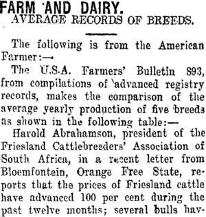 FARM AND DAIRY. (Taranaki Daily News 3-10-1918)