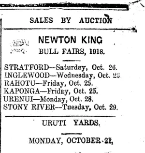 Page 8 Advertisements Column 6 (Taranaki Daily News 19-10-1918)