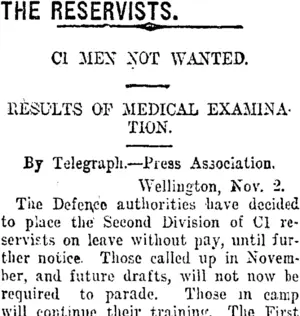 THE RESERVISTS. (Taranaki Daily News 4-11-1918)