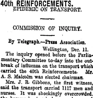 40th REINFORCEMENTS. (Taranaki Daily News 12-12-1918)