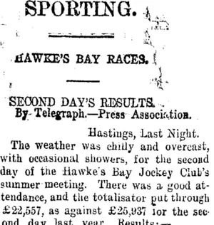 SPORTING. (Taranaki Daily News 3-1-1919)