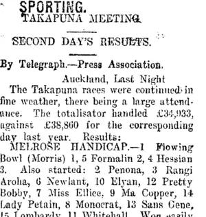 SPORTING. (Taranaki Daily News 31-1-1919)