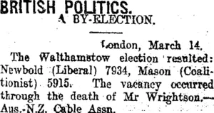 BRITISH POLITICS. (Taranaki Daily News 17-3-1919)