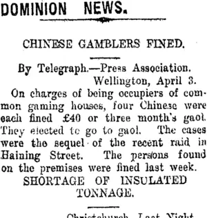 DOMINION NEWS. (Taranaki Daily News 4-4-1919)