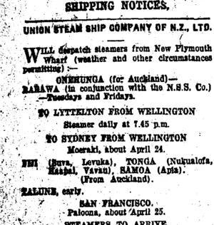 Page 2 Advertisements Column 1 (Taranaki Daily News 15-4-1919)