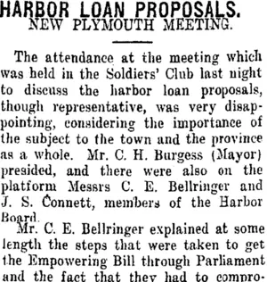 HARBOR LOAN PROPOSALS. (Taranaki Daily News 25-4-1919)