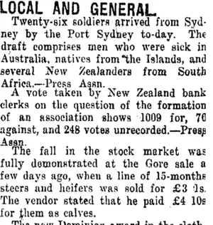 LOCAL AND GENERAL. (Taranaki Daily News 8-5-1919)