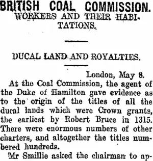 BRITISH COAL COMMISSION. (Taranaki Daily News 16-5-1919)