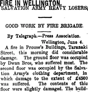 FIRE IN WELLINGTON. (Taranaki Daily News 5-6-1919)
