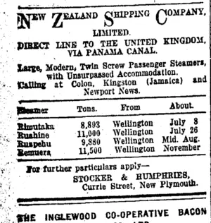 Page 2 Advertisements Column 1 (Taranaki Daily News 7-7-1919)