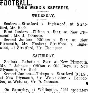 FOOTBALL. (Taranaki Daily News 19-8-1919)