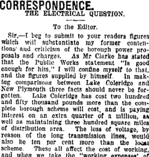 CORRESPONDENCE. (Taranaki Daily News 5-9-1919)