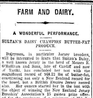FARM AND DAIRY. (Taranaki Daily News 26-9-1919)