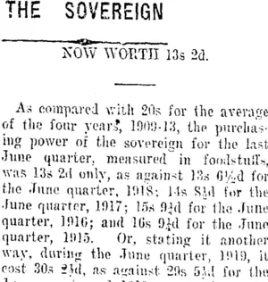 THE SOVEREIGN (Taranaki Daily News 2-10-1919)