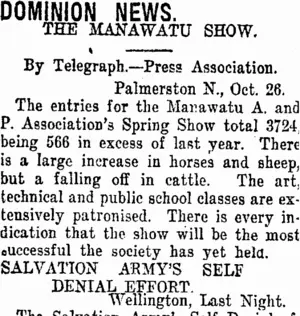 DOMINION NEWS. (Taranaki Daily News 28-10-1919)