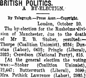 BRITISH POLITICS. (Taranaki Daily News 22-10-1919)