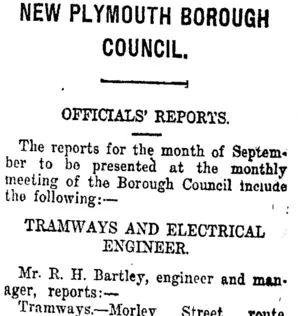 NEW PLYMOUTH BOROUGH COUNCIL. (Taranaki Daily News 15-11-1919)
