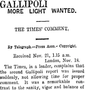 GALLIPOLI (Taranaki Daily News 21-11-1919)