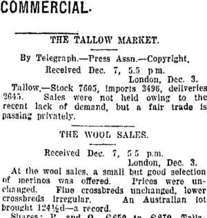 COMMERCIAL. (Taranaki Daily News 8-12-1919)
