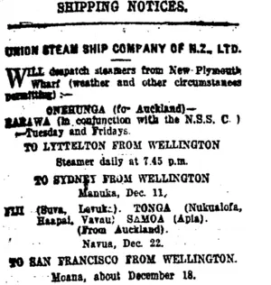 Page 2 Advertisements Column 1 (Taranaki Daily News 10-12-1919)