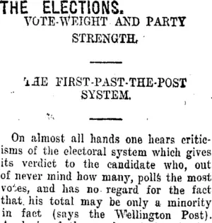 THE ELECTIONS. (Taranaki Daily News 27-12-1919)