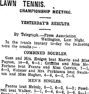 LAWN TENNIS. (Taranaki Daily News 30-12-1919)