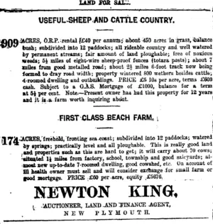 Page 11 Advertisements Column 1 (Taranaki Daily News 31-1-1920)
