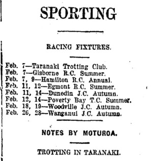 SPORTING (Taranaki Daily News 7-2-1920)
