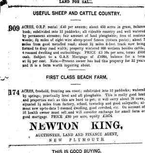 Page 3 Advertisements Column 1 (Taranaki Daily News 2-2-1920)