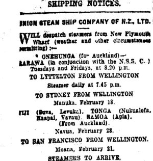 Page 2 Advertisements Column 1 (Taranaki Daily News 19-2-1920)
