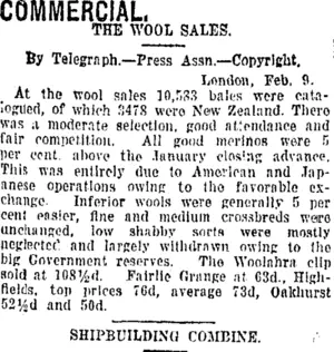 COMMERCIAL. (Taranaki Daily News 13-2-1920)
