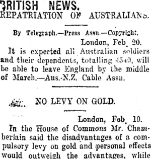 BRITISH NEWS. (Taranaki Daily News 24-2-1920)