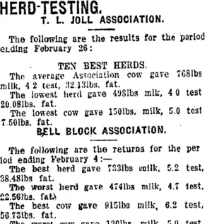 HERD-TESTING. (Taranaki Daily News 16-3-1920)