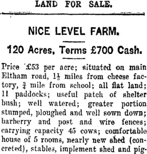 Page 1 Advertisements Column 7 (Taranaki Daily News 8-4-1920)