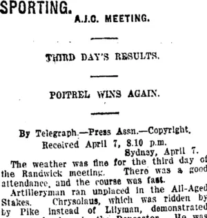 SPORTING. (Taranaki Daily News 8-4-1920)