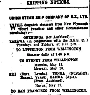 Page 2 Advertisements Column 1 (Taranaki Daily News 20-5-1920)