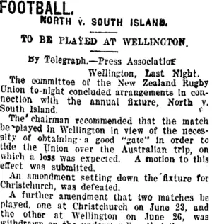 FOOTBALL. (Taranaki Daily News 8-6-1920)