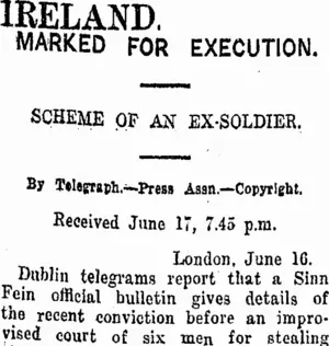 IRELAND. (Taranaki Daily News 18-6-1920)