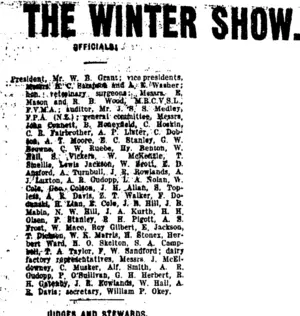 THE WINTER SHOW. (Taranaki Daily News 10-6-1920)
