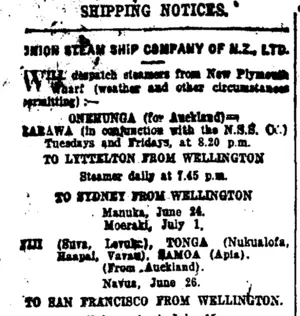 Page 2 Advertisements Column 1 (Taranaki Daily News 26-6-1920)