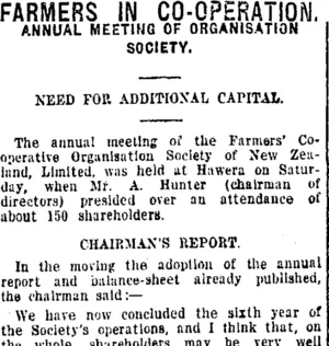 FARMERS IN CO-OPERATION. (Taranaki Daily News 21-6-1920)