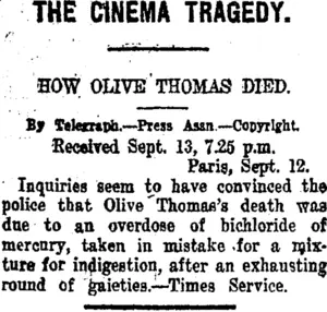 THE CINEMA TRAGEDY. (Taranaki Daily News 14-9-1920)
