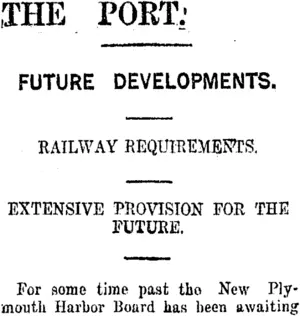 THE PORT. (Taranaki Daily News 18-9-1920)