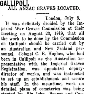 GALLIPOLI. (Taranaki Daily News 11-9-1920)