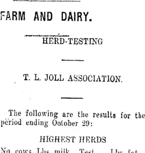 FARM AND DAIRY. (Taranaki Daily News 10-11-1920)